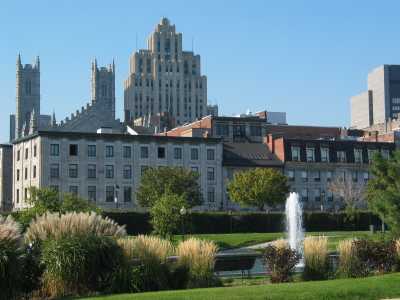 Montreal, Sicht vom Hafen auf die Basilika